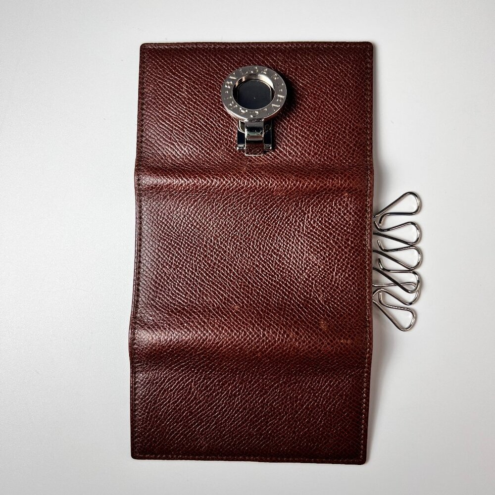 BVLGARI‎ Brown Leather Wallet Keychain Made in Italy